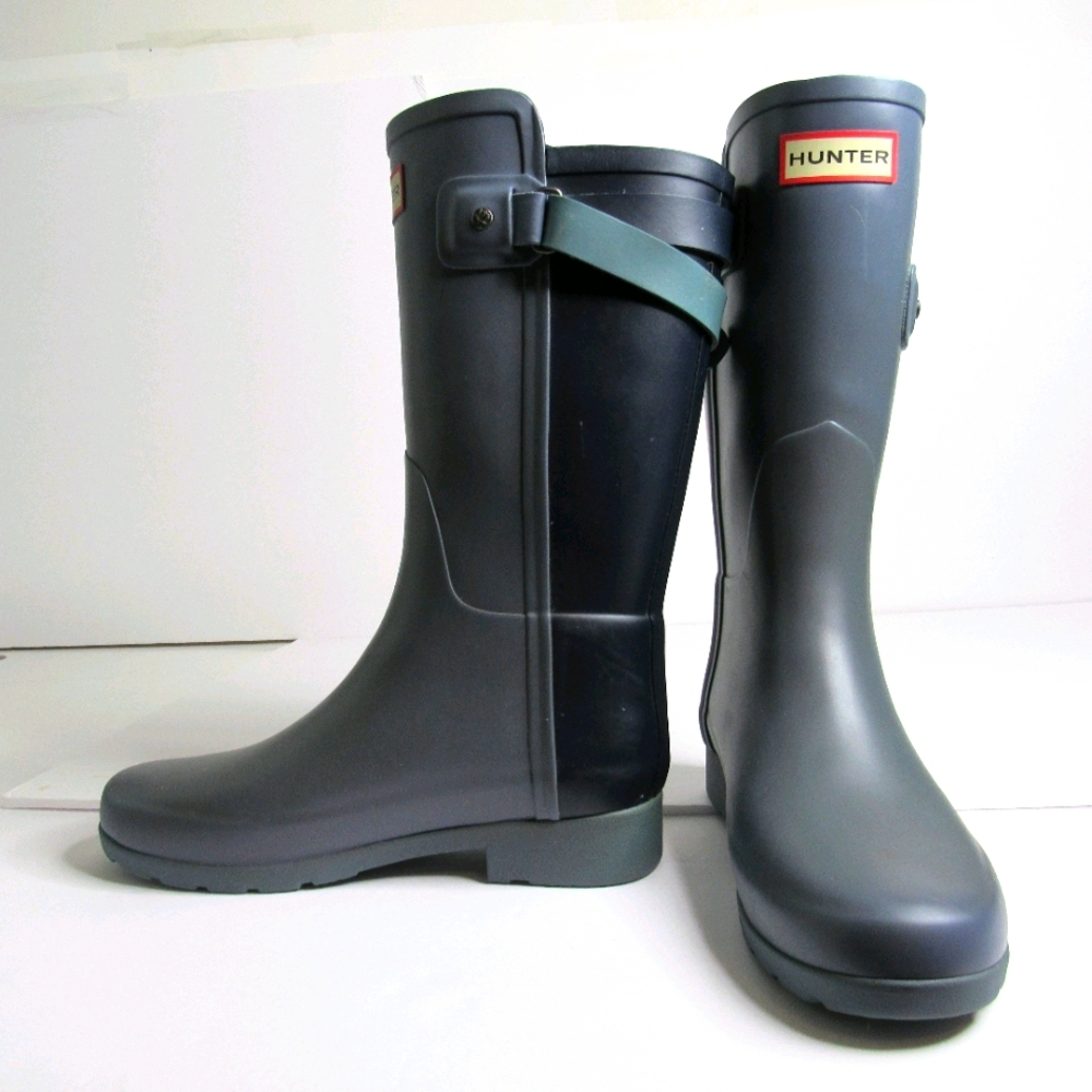 HUNTER  2 Tone Gray/Navy  Rubber 11" Shaft Boots 5